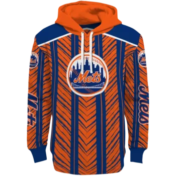 Customized New York Mets Chevron Motion Blue Hoodie