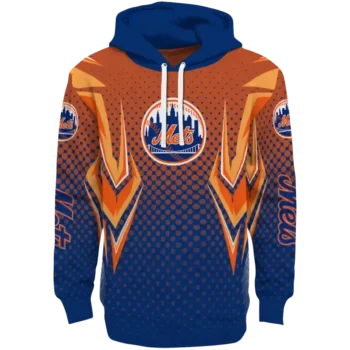 Customized New York Mets Chevron Points Blue Hoodie