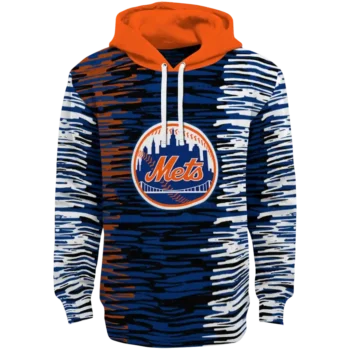 Customized New York Mets Streak Lines Blue Hoodie