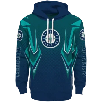 Customized Seattle Mariners Chevron Points Navy Blue Hoodie