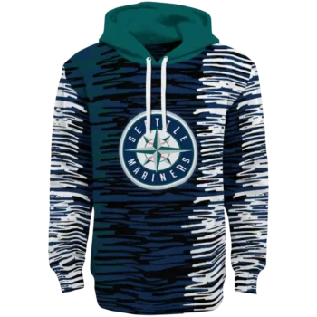 Customized Seattle Mariners Streak Lines Navy Blue Hoodie