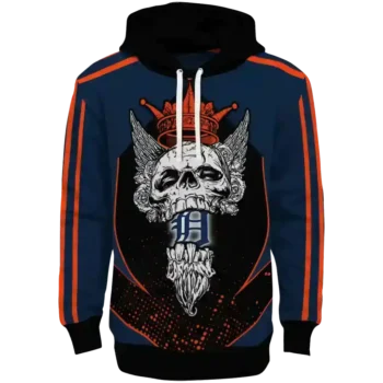 Detroit Tigers Bearded Skull Navy Black Hoodie