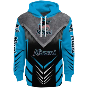 Miami Marlins Armored Chevron Blue Black Hoodie