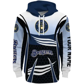 Milwaukee Brewers Armor Streaks Navy Blue Black Hoodie