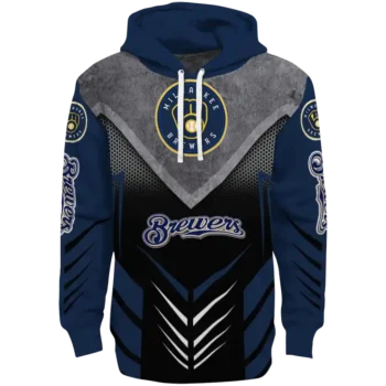 Milwaukee Brewers Armored Chevron Navy Blue Black Hoodie