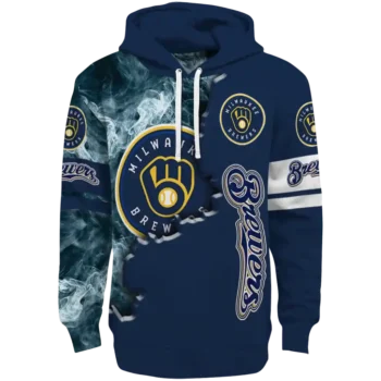 Milwaukee Brewers Edge Mist Navy Blue Hoodie