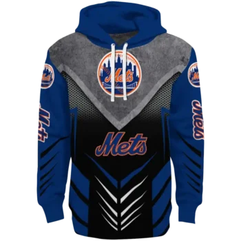 New York Mets Armored Chevron Blue Black Hoodie