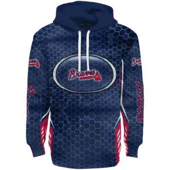 Personalized Atlanta Braves Oval Mesh Navy Hoodie