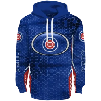 Personalized Chicago Cubs Oval Mesh Blue Hoodie