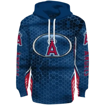 Personalized Los Angeles Angels Oval Mesh Blue Hoodie