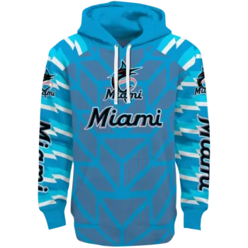Personalized Miami Marlins Arrow Stripes Blue Hoodie