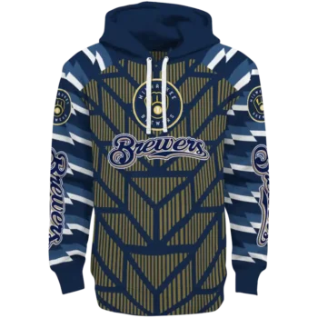 Personalized Milwaukee Brewers Arrow Stripes Navy Blue Hoodie