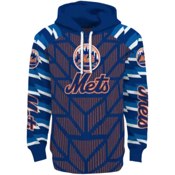 Personalized New York Mets Arrow Stripes Blue Hoodie