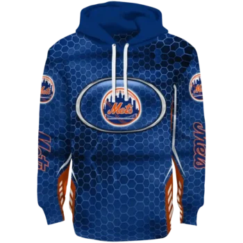Personalized New York Mets Oval Mesh Blue Hoodie