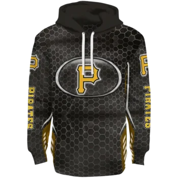 Personalized Pittsburgh Pirates Oval Mesh Black Hoodie