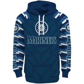 Personalized Seattle Mariners Arrow Stripes Navy Blue Hoodie