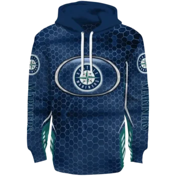 Personalized Seattle Mariners Oval Mesh Navy Blue Hoodie