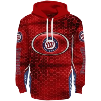 Personalized Washington Nationals Oval Mesh Red Hoodie