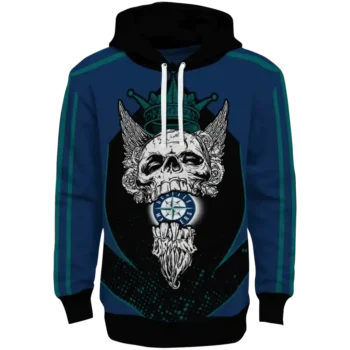 Seattle Mariners Bearded Skull Navy Blue Black Hoodie
