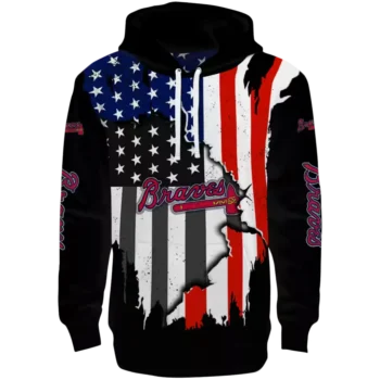 Atlanta Braves Black Hoodie - American Pride Pullover Sweatshirt