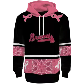 Atlanta Braves Black & Pink Awareness Ribbon Hoodie
