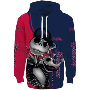 Atlanta Braves Jack Skellington Hoodie – Navy MLB Fan Sweatshirt