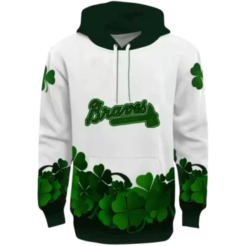 Atlanta Braves White & Green Lucky Motif Hoodie – Men’s Fan Gear