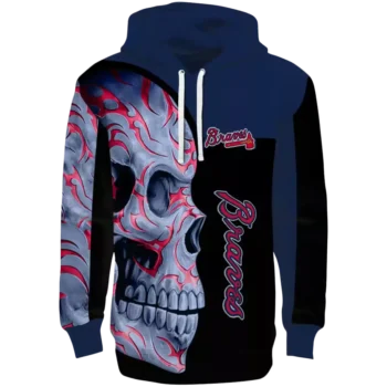 Atlanta Braves Navy Black Hoodie with Skull Design – Fan Gear