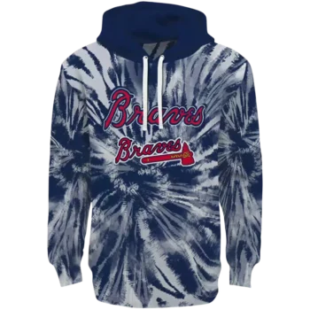 Atlanta Braves Navy Tie-Dye Hoodie – Stylish MLB Fan Gear