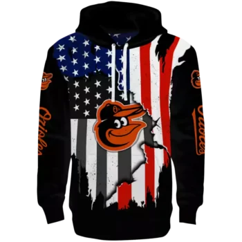 Baltimore Orioles Black Hoodie - American Pride Team Sweatshirt