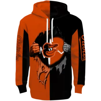Baltimore Orioles Orange Hoodie with Heartbeat Graphic