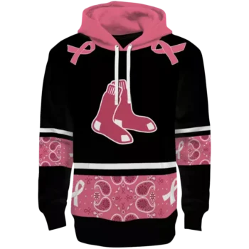 Boston Red Sox Black & Pink Awareness Ribbon Hoodie