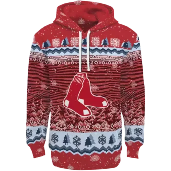 Boston Red Sox Red Hoodie – Christmas Trees Graphic Sweatshirt