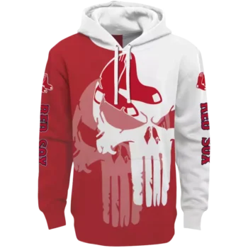 Boston Red Sox Punisher Hoodie - Red & White Graphic Sweatshirt