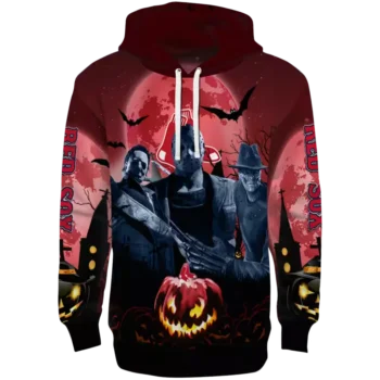 Boston Red Sox Hoodie Red Black Halloween Vibes Sweatshirt