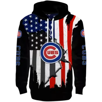 Chicago Cubs Black Hoodie - American Pride Crewneck Sweatshirt