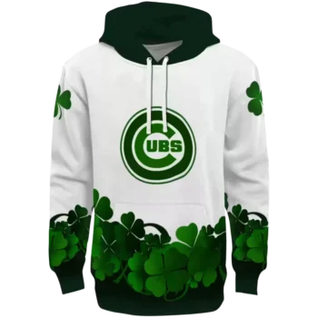Chicago Cubs White & Green Hoodie - Lucky Motif Design