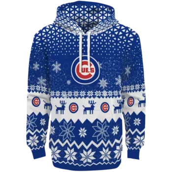 Chicago Cubs Blue Hoodie with Reindeer Design – Holiday Sweatshirt