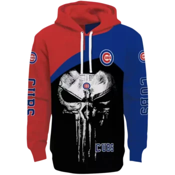 Chicago Cubs Punisher Skull Hoodie Red Black Team Sweatshirt