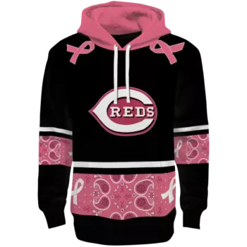 Cincinnati Reds Awareness Ribbon Hoodie - Black Pink Design