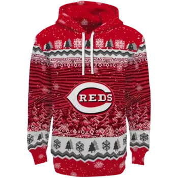 Cincinnati Reds Red Hoodie – Christmas Tree Design Sweatshirt