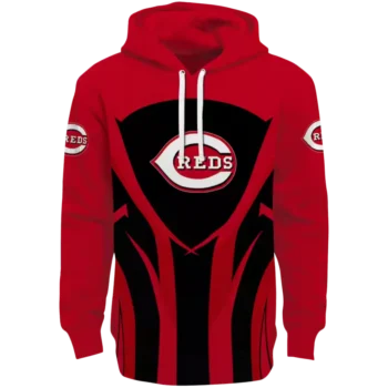 Cincinnati Reds Red & Black Hoodie with Concentric Lines Design
