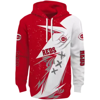 Cincinnati Reds Red & White Dynamic Slash Hoodie - MLB Fan Gear