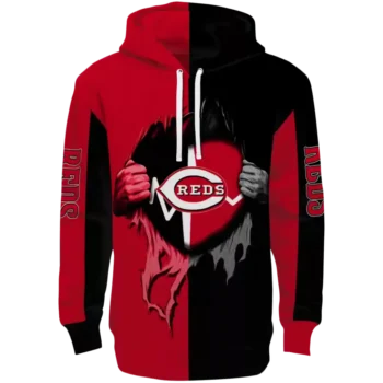 Cincinnati Reds Red Heartbeat Graphic Hoodie | MLB Fan Sweatshirt