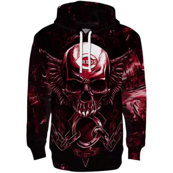 Cincinnati Reds Skull Hoodie - Red & Black Team Sweatshirt