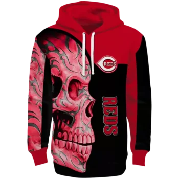 Cincinnati Reds Red Black Hoodie with Skull Design