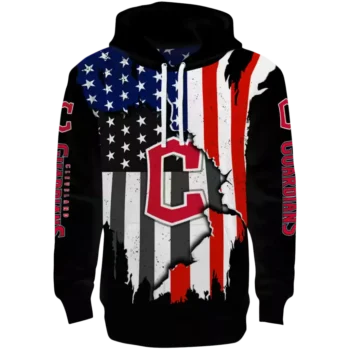 Cleveland Guardians Black Hoodie | American Pride Crewneck Sweatshirt