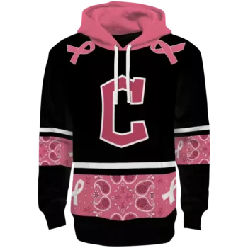 Cleveland Guardians Black Pink Awareness Ribbon Hoodie