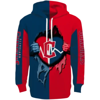 Cleveland Guardians Navy Blue Heartbeat Graphic Hoodie