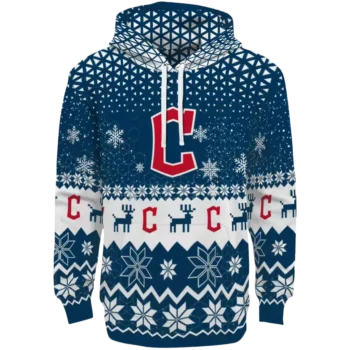 Cleveland Guardians Navy Blue Hoodie with Reindeer Design